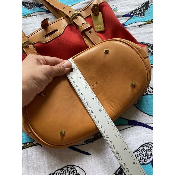 Dooney & Bourke Shoulder Bag Tote Leather Canvas Red Adjustable Straps Made USA - Picture 12 of 12